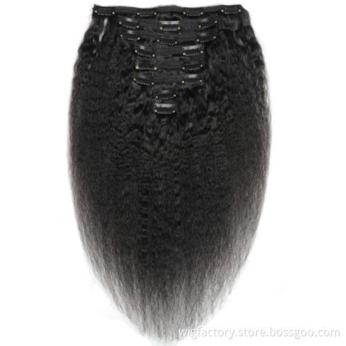 Cheap brazilian natural hair clip ins extensions, kinky straight clip in hair extension,kinky straight hair extensions clip ins